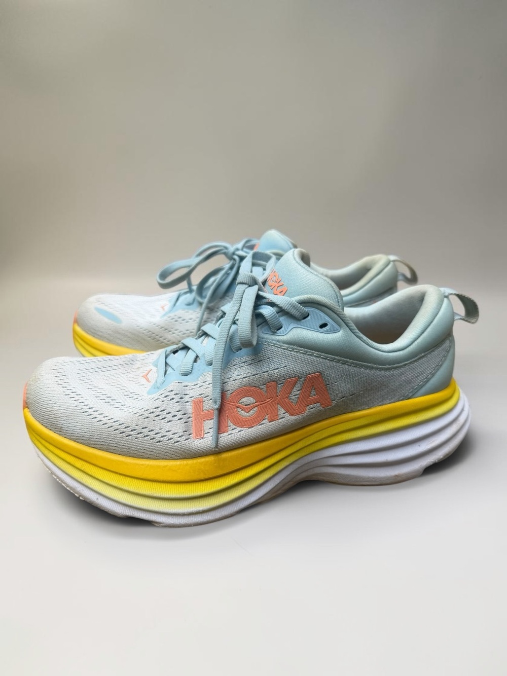 HOKA ONE ONE Bondi 8 Womens Running Shoe, Summer Song Country Air, Size 7.5B